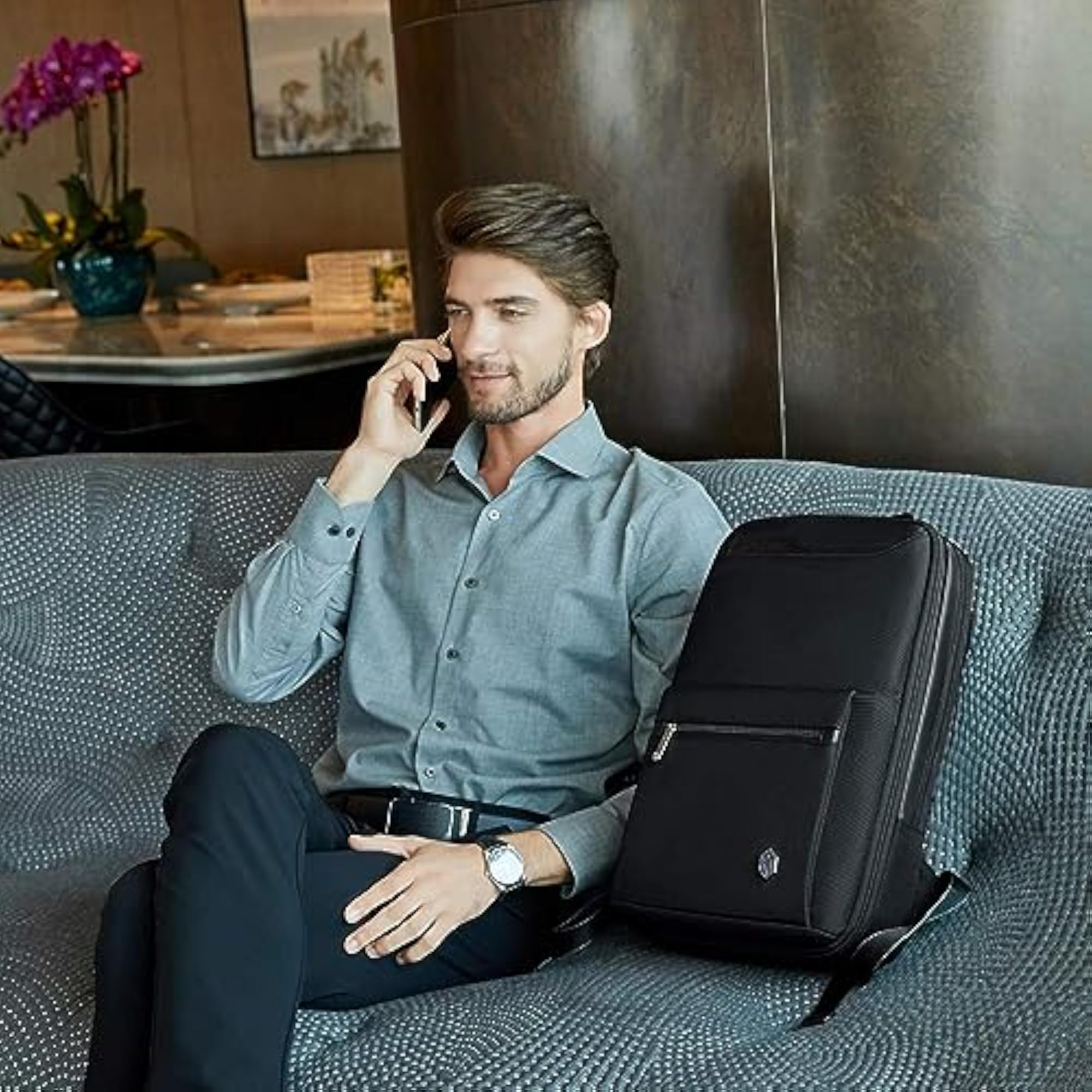 Men's Waterproof Business Laptop Backpack, Expandable